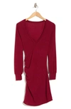 Go Couture Ruched Long Sleeve Dress In Red
