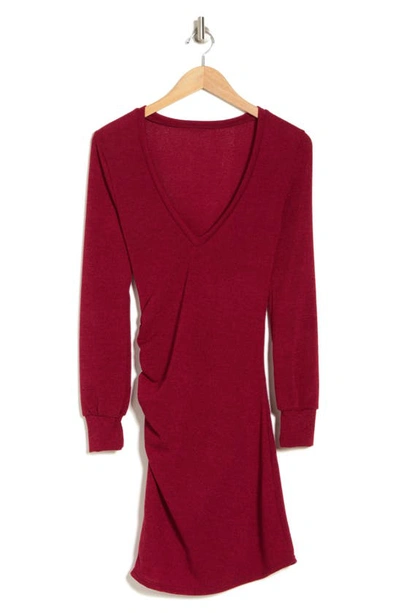 Go Couture Ruched Long Sleeve Dress In Red