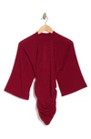 Go Couture Mock Neck Ruched Body-con Minidress In Red
