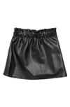Walking On Sunshine Kids' Faux Leather Paperbag Skirt In Black