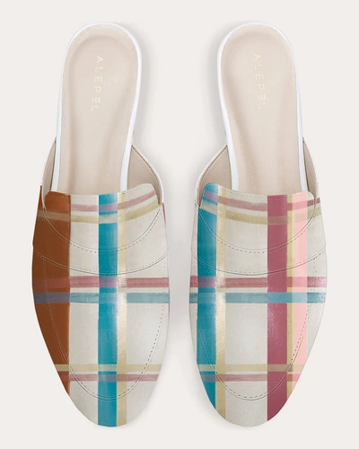 Alepel Women's White Plaid Mule In Plaid White