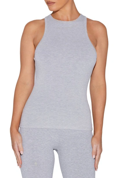 Naked Wardrobe Racerback Rib Tank In Heather Grey