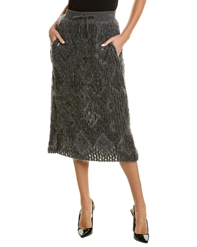 Brunello Cucinelli Mohair & Wool-blend Skirt In Grey