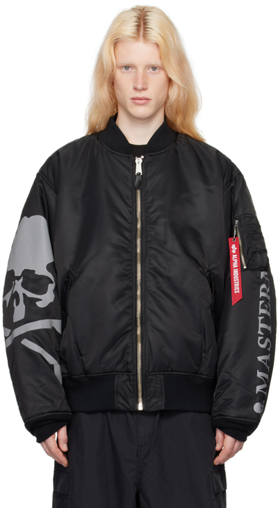 Mastermind Japan Alpha Industries Ma-1 Reversible Logo-print Quilted Shell Bomber Jacket In Black