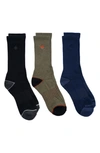 Rainforest Pack Of 3 Crew Socks In Charcoal/ Navy/ Black