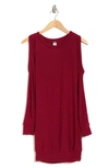 Go Couture Cold Shoulder Long Sleeve Body-con Dress In Red