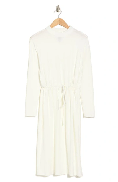 Go Couture Long Sleeve Drawstring Waist Dress In Ivory
