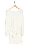 Go Couture Long Sleeve Knit Minidress In Ivory