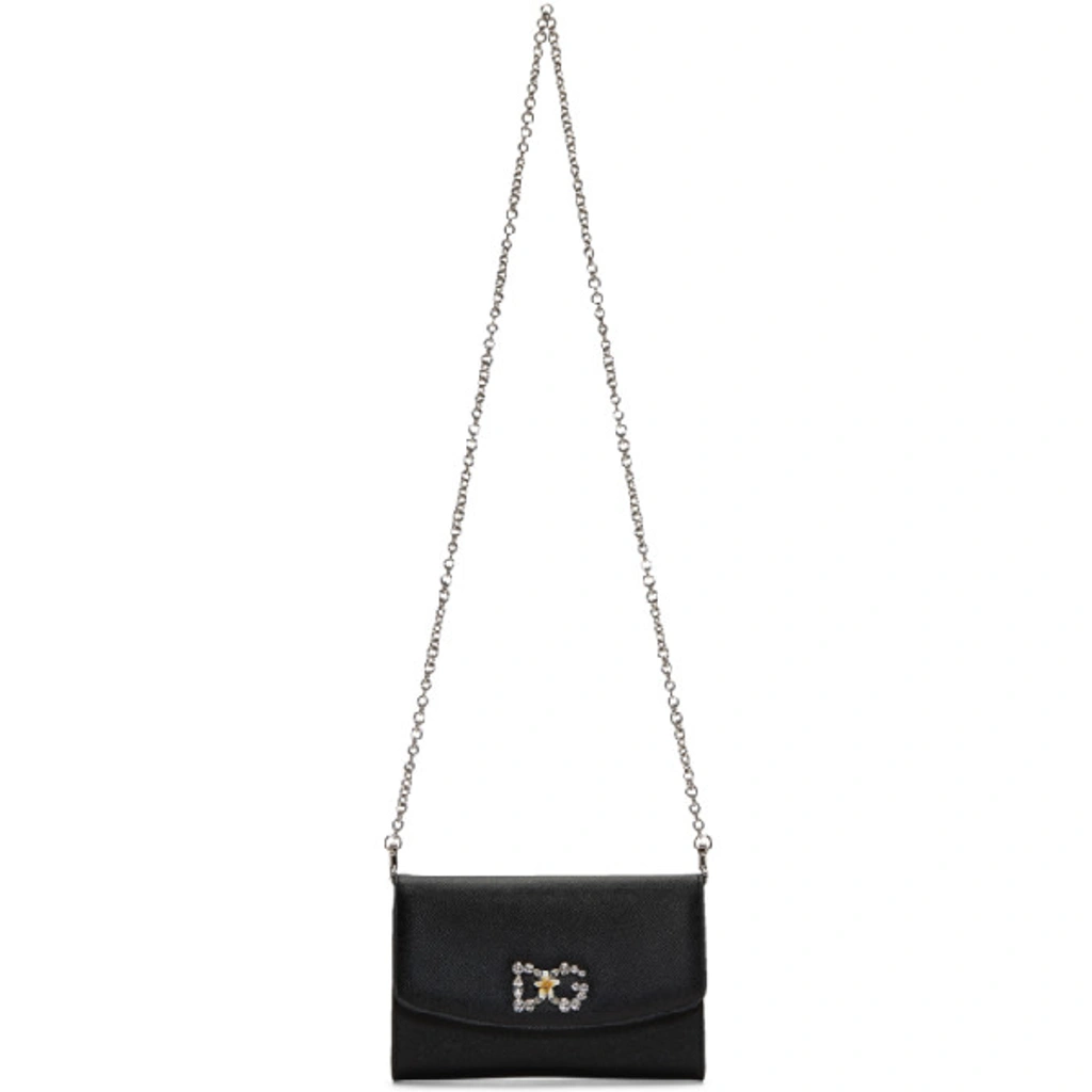 Dolce & Gabbana Dolce And Gabbana Black Crystal Logo Wallet Chain