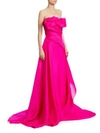 Rubin Singer Strapless Hand-draped Gown In Shocking Pink