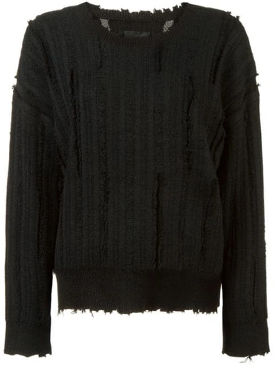 Rta Emmet Distressed Ribbed-knit Sweater In Blackout