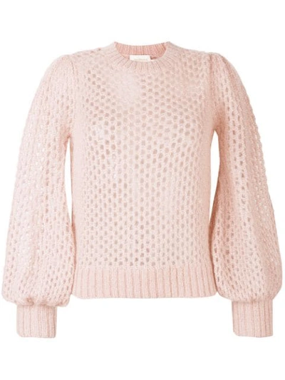 Zimmermann Unbridled Mohair-blend Crop Sweater In Rose
