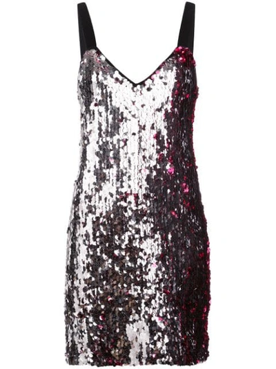 Tanya Taylor Becca Two-tone Sequin Mini Dress In Hot Pink