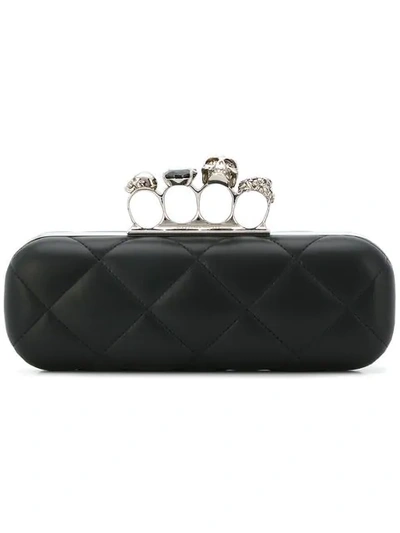 Alexander Mcqueen Long Quilted Napa Leather 4-ring Knuckle Clutch Bag In Black