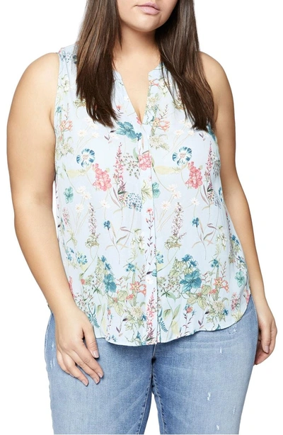 Sanctuary Craft Floral Print Shell In Bluebell