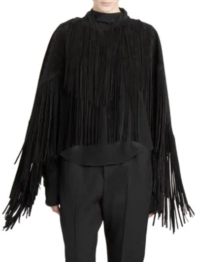 Isabel Marant Daniela Fringe Leather Cape In Black