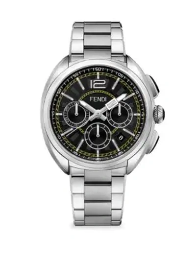 Fendi Momento  Stainless Steel Chronograph Watch In Black