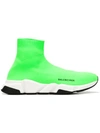 Balenciaga Men's Speed Mid-top Trainer Sock Sneakers In Fluorescent Green