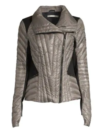 Blanc Noir Motion Panel Puffer Jacket In Taupe Grey