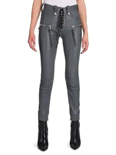 Ben Taverniti Unravel Project Lace-up Leather Jeans In Grey