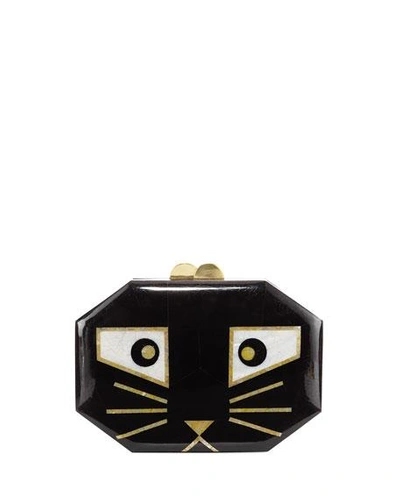 Rafe Animalia Black Cat Octagon Minaudiere Bag