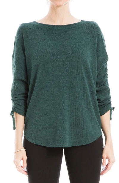 Max Studio Ruched Sleeve Tunic Top In Evergreen