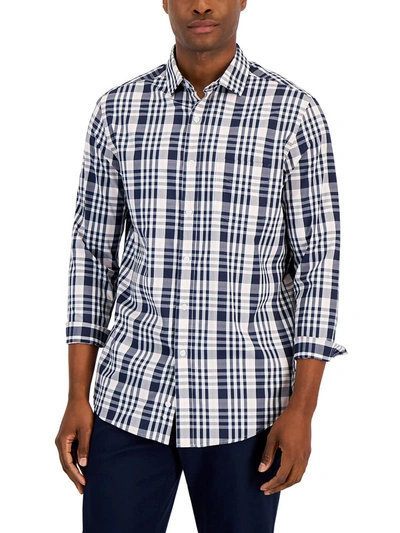 Club Room Mens Woven Regular Fit Button-down Shirt In Blue