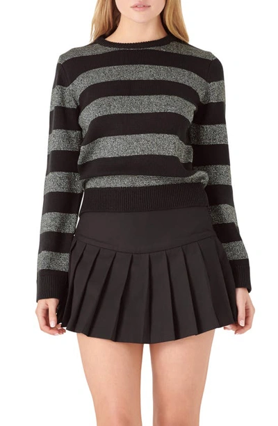 English Factory Metallic Stripe Jumper In Black Multi