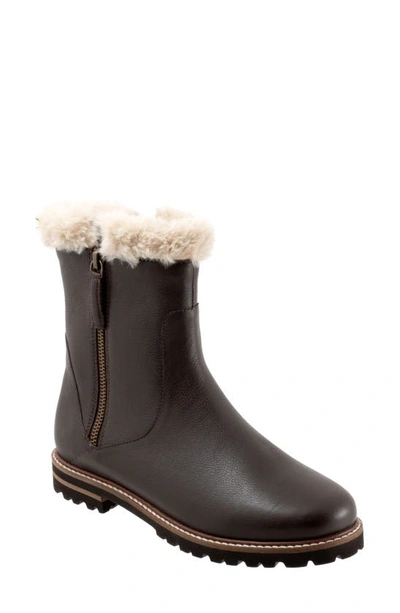 Trotters Forever Faux Shearling Trim Boot In Dk Brown