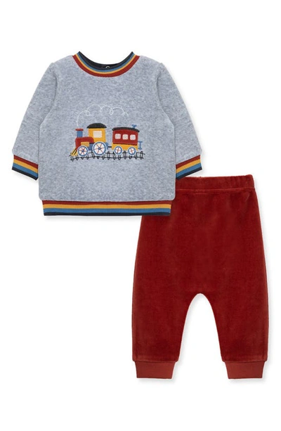 Little Me Babies' Train Sweatshirt & Joggers Set In Red