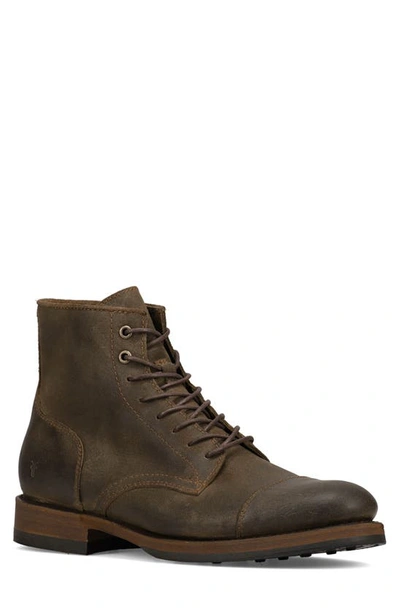 Frye Dylan Lace Up Derby Boot In Walnut - Waxed Velour