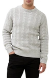 French Connection Cable 2 Crewneck Sweater In Ecru Mel