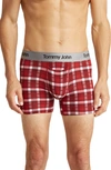Tommy John Second Skin 4-inch Boxer Briefs In Emboldened Red Fireplace Plaid