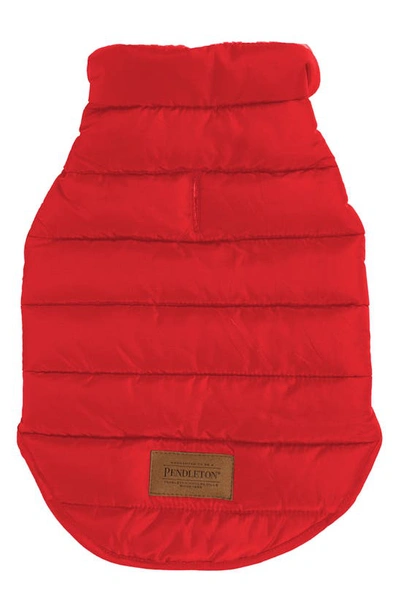 Pendleton Puffer Dog Coat In Red