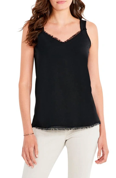 Nzt By Nic+zoe Fringe Knit Camisole In Black Onyx