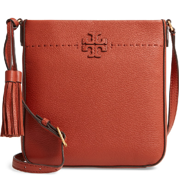Tory Burch Mcgraw Leather Crossbody Tote - Brown In Desert Spice | ModeSens