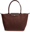 Longchamp 'large Le Pliage Neo' Nylon Tote - Brown In Chocolate