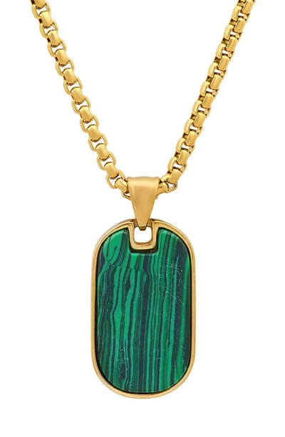 Hmy Jewelry Simulated Malachite Pendant Necklace In Gold/ Green