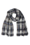 Bruno Magli Cashmere Plaid Scarf In Navy