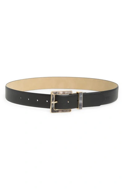 Vince Camuto Resin Buckle Double Loop Belt In Black