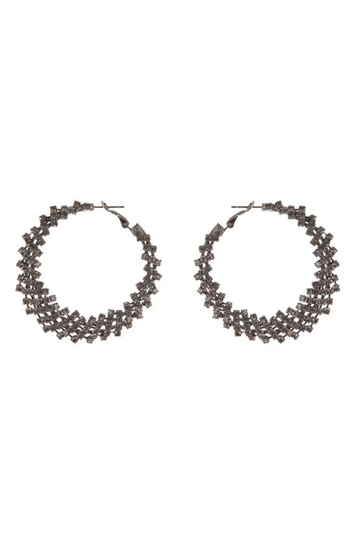 Tasha Crystal Graduated Hoop Earrings In Hematite