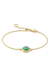 Monica Vinader 'mini Siren' Fine Chain Bracelet In Green Onyx/ Yellow Gold