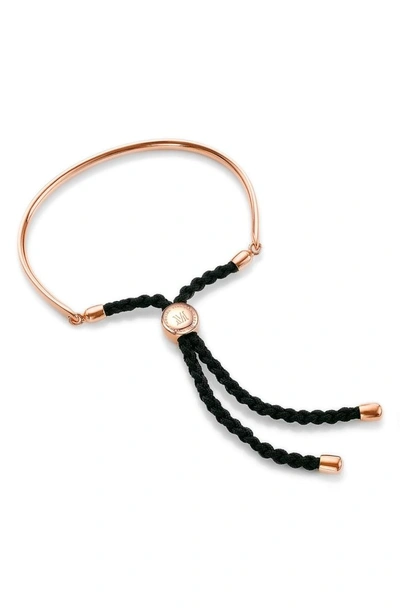 Monica Vinader Engravable 'fiji' Friendship Bracelet In Rose Gold/ Black