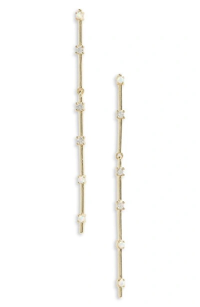 Melinda Maria Uma Opal Stick Earrings In White Opal/ Gold