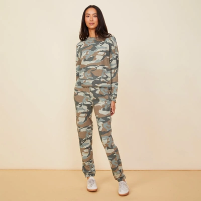 Monrow Camo Boxy Sweatshirt In Green Grey