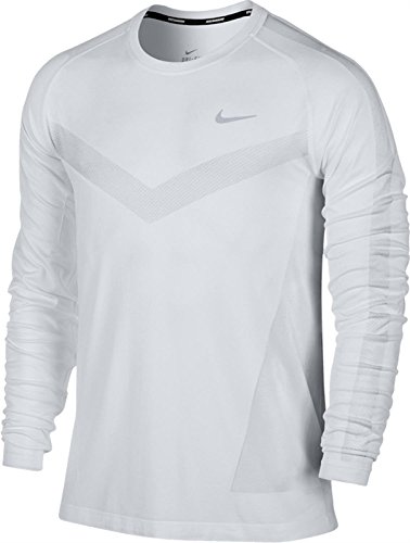 Nike Men's Dri-fit Knit Long Sleeve Running Shirt In Wolf Grey/heather ...