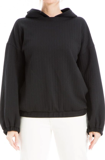 Max Studio Textured Puff Sleeve Pullover In Black