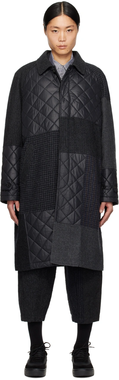 Comme Des Garçons Homme Deux Quilted Wool Coat In 1 Charcoal Mix