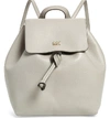 Michael Michael Kors Junie Medium Leather Flap Backpack In Pearl Grey