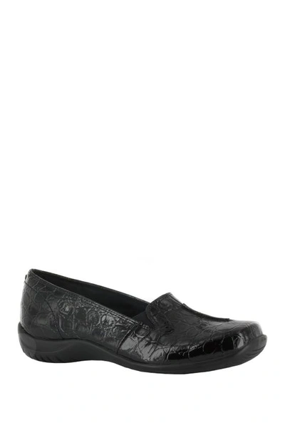 Easy Street Purpose Comfort Flat In Black Patent Croco